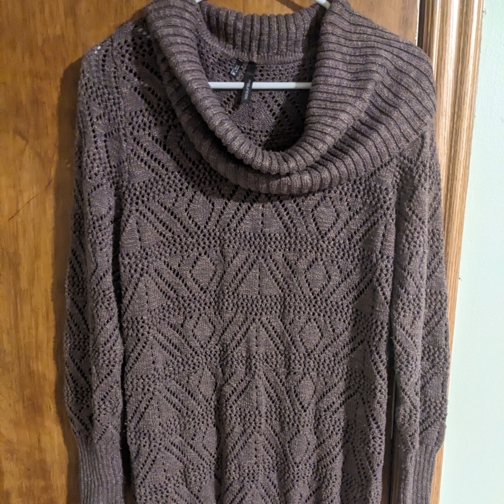 Sweater dress with cowl neck